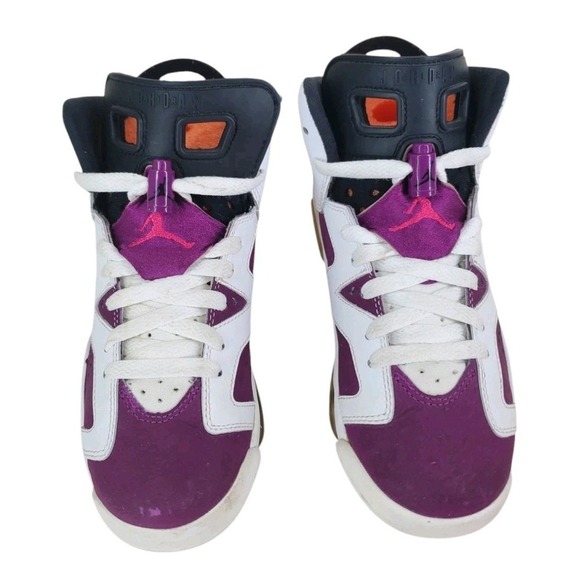 Air Jordan 6 Retro Grape Athletic Shoes Youth 4Y Womens 5.5 Purple White Sneaker - Picture 4 of 16